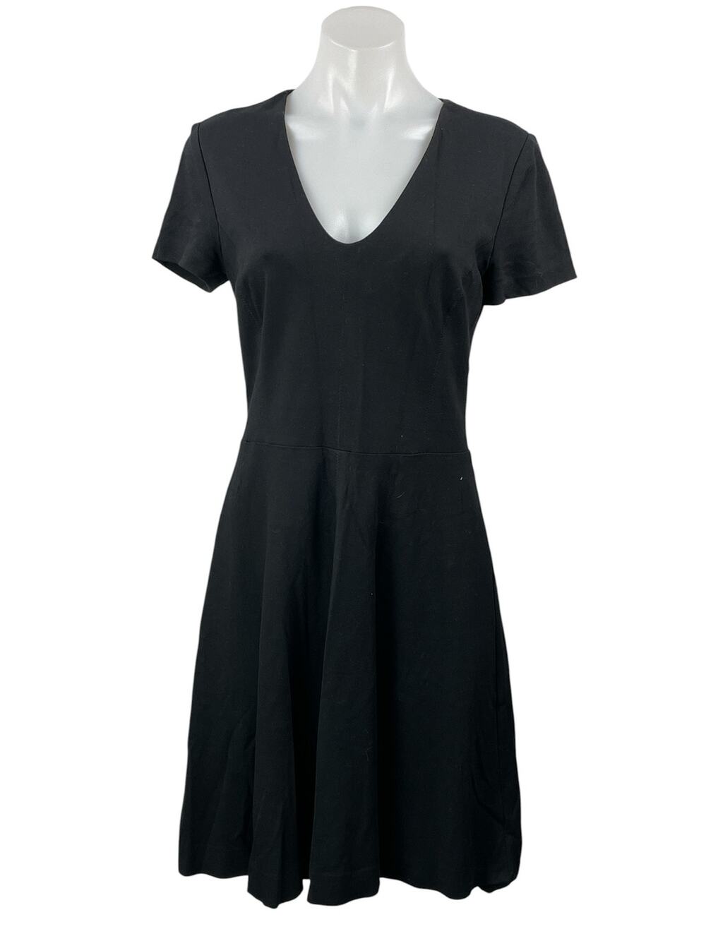 Banana Republic Women's Black Short Sleeves V-neck Mini Fit & Flare Dress Size 4